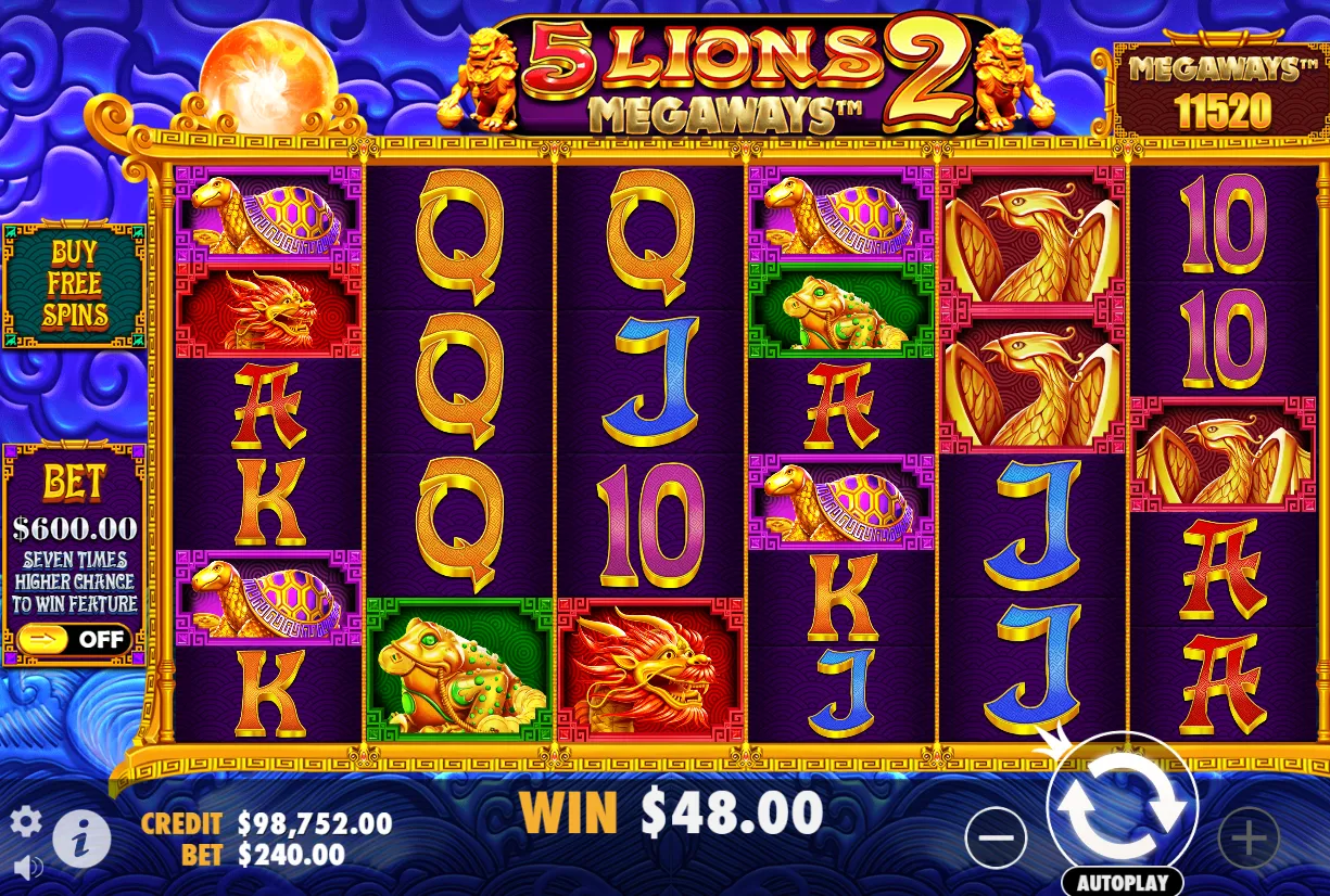 5 Lions Megaways 2 demo